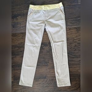 Vero Moda Beige stretchy long Pants, mid rise, multicolor waist & pockets